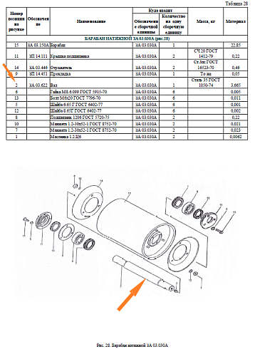 Вал ЗА 03.622 (ПЗТ 11.602) барабан ведомый: купить в Ростове-на-Дону