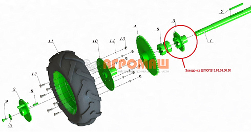 Звездочка ШГЮП213.03.06.00.00 задний ход в сборе: купить в Ростове-на-Дону